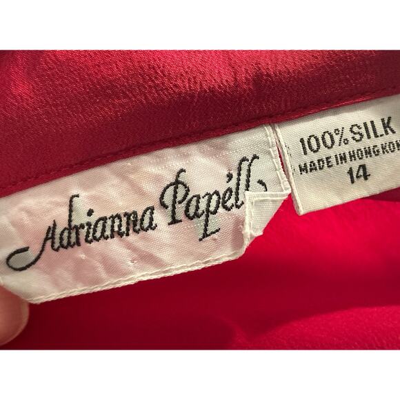 Adrianna Papell Vintage 100% Silk Blouse Button-down Pleat Detail ~ Sz 14 - Picture 6 of 6